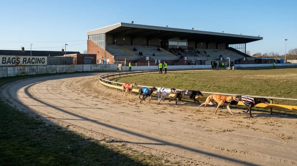 Afternoon greyhound racing at a BAGS meeting at a UK track