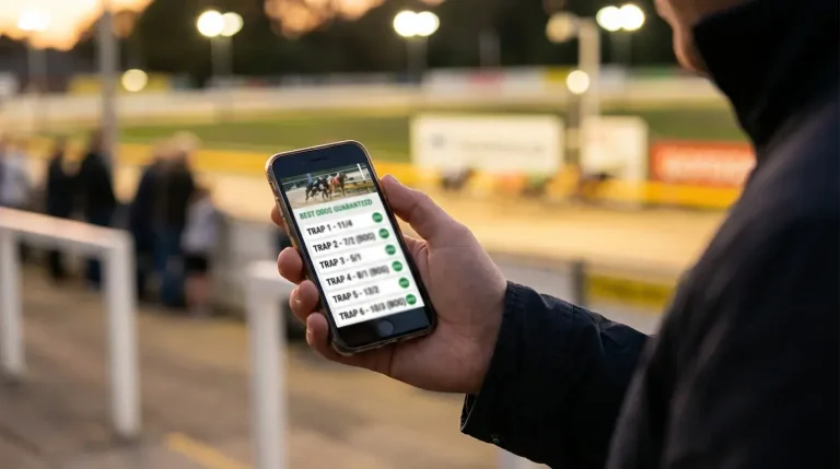 Best odds guaranteed promotion displayed on a greyhound betting slip