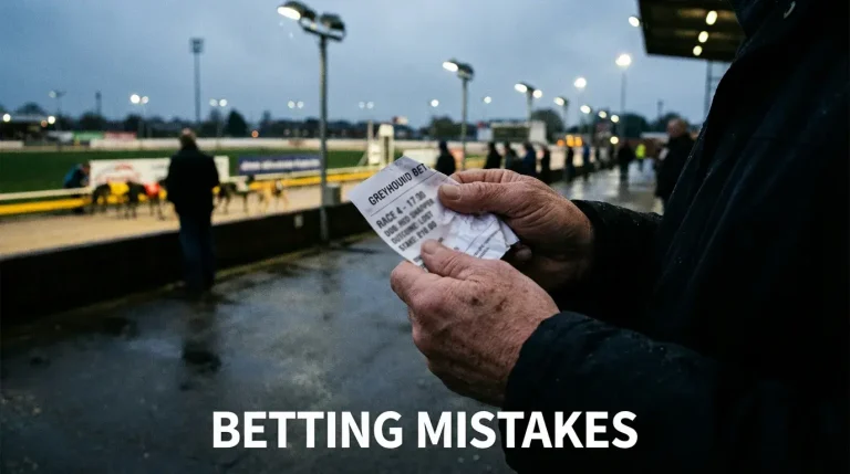 Common greyhound betting mistakes illustrated with a losing betting slip