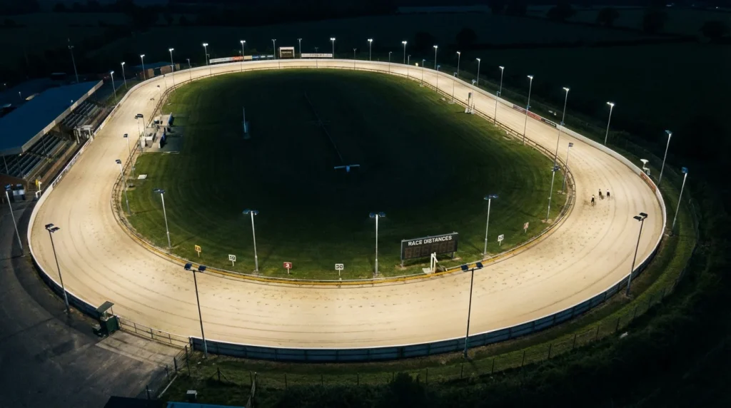 Greyhound racing over different distances at a UK track